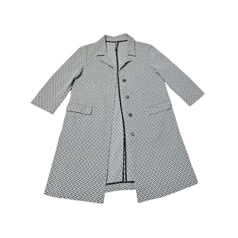 LIVIANA CONTI Women's Black White Geometric Print Coat Sz 44 Large US 6 Designer